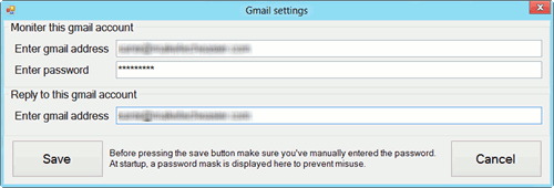 Настройки Gmail в sRemote