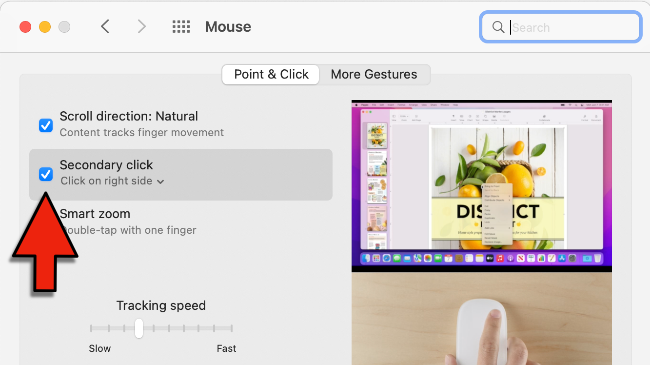 Включение вторичного клика на Magic Mouse