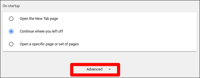 Раздел Дополнительно в настройках Chrome OS