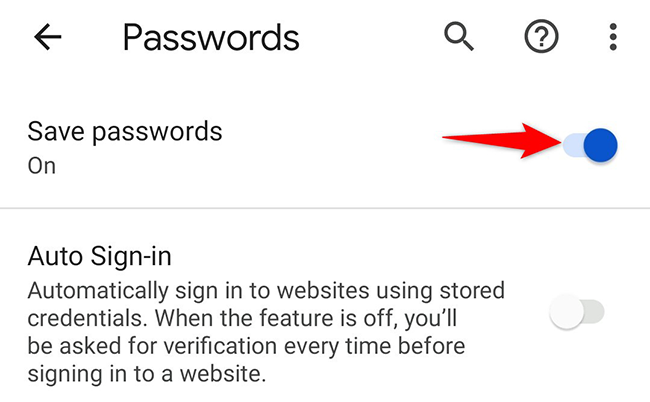 Включите опцию «Сохранять пароли».