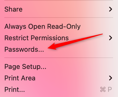 Выберите Пароли в меню Файл