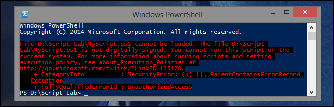 Ошибка RemoteSigned: блокировка скрипта как скачанного из Интернета