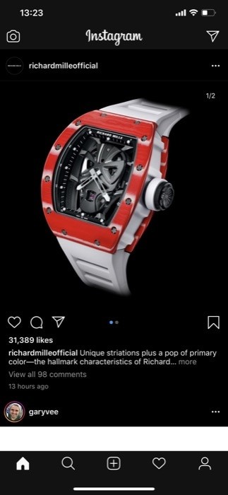 Экран Instagram — профиль и меню