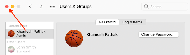 Нажмите красную кнопку, чтобы безопасно выйти из Системных настроек