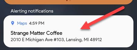 Уведомление Google Maps на Android.