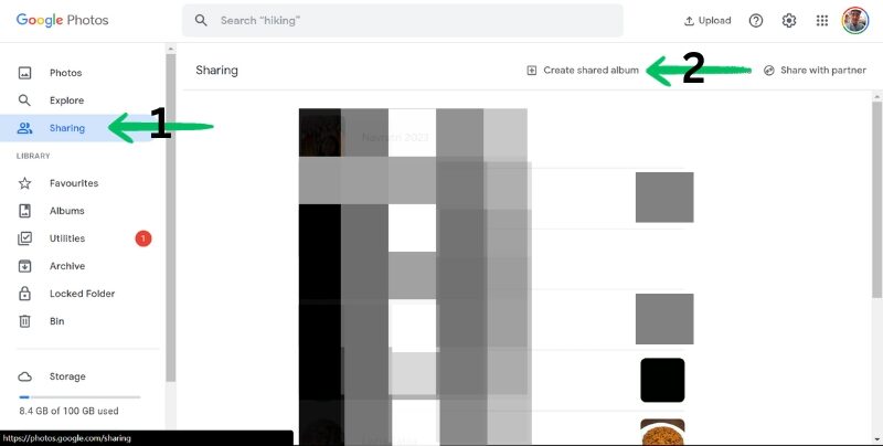 Создание общего альбома в браузере