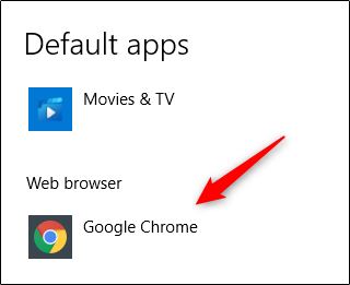 Select default web browser app