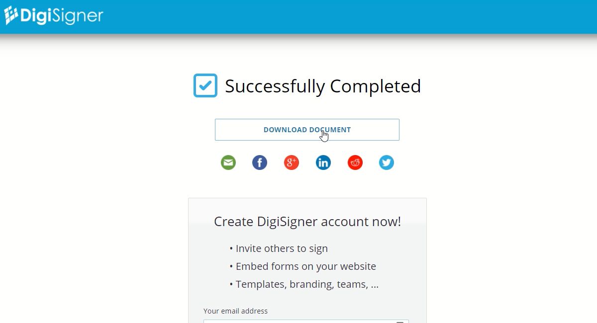 Кнопка скачивания подписанного PDF в DigiSigner