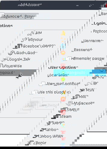Выбор Hangouts в списке сервисов