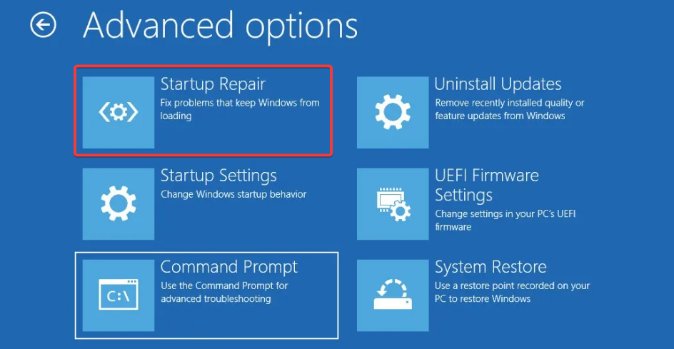 Среда восстановления Windows, запуск восстановления при загрузке