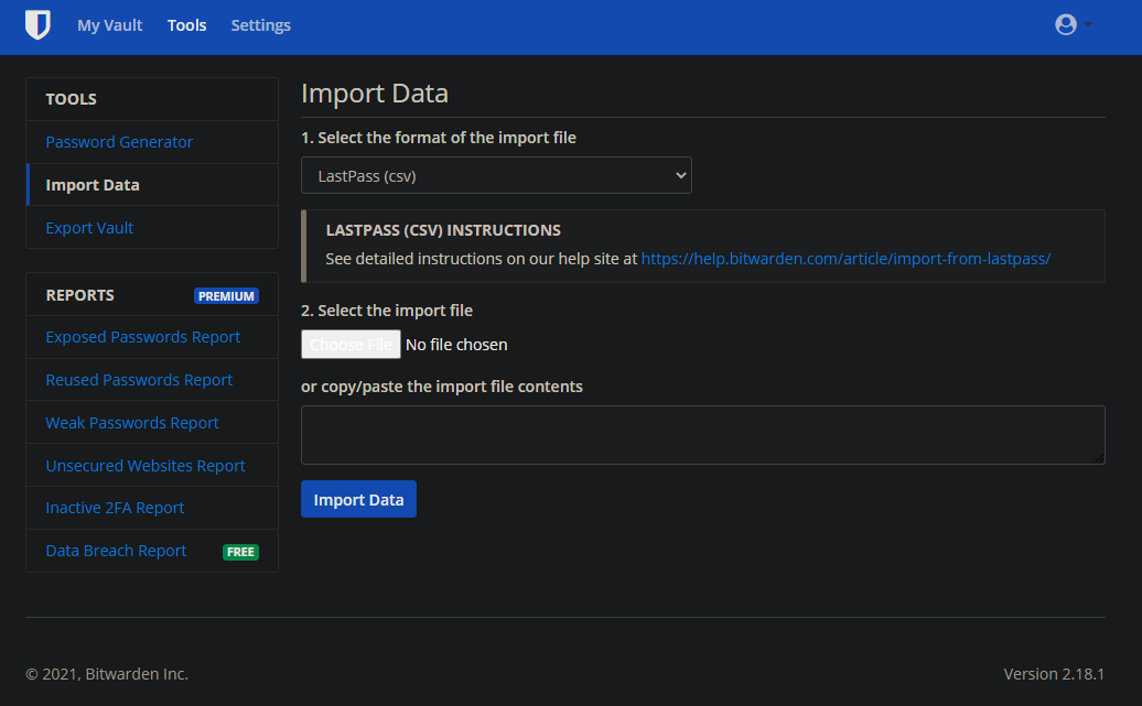 Bitwarden Import LastPass Data