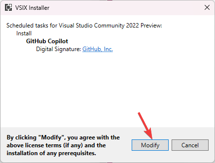 Установщик VSIX - Modify
