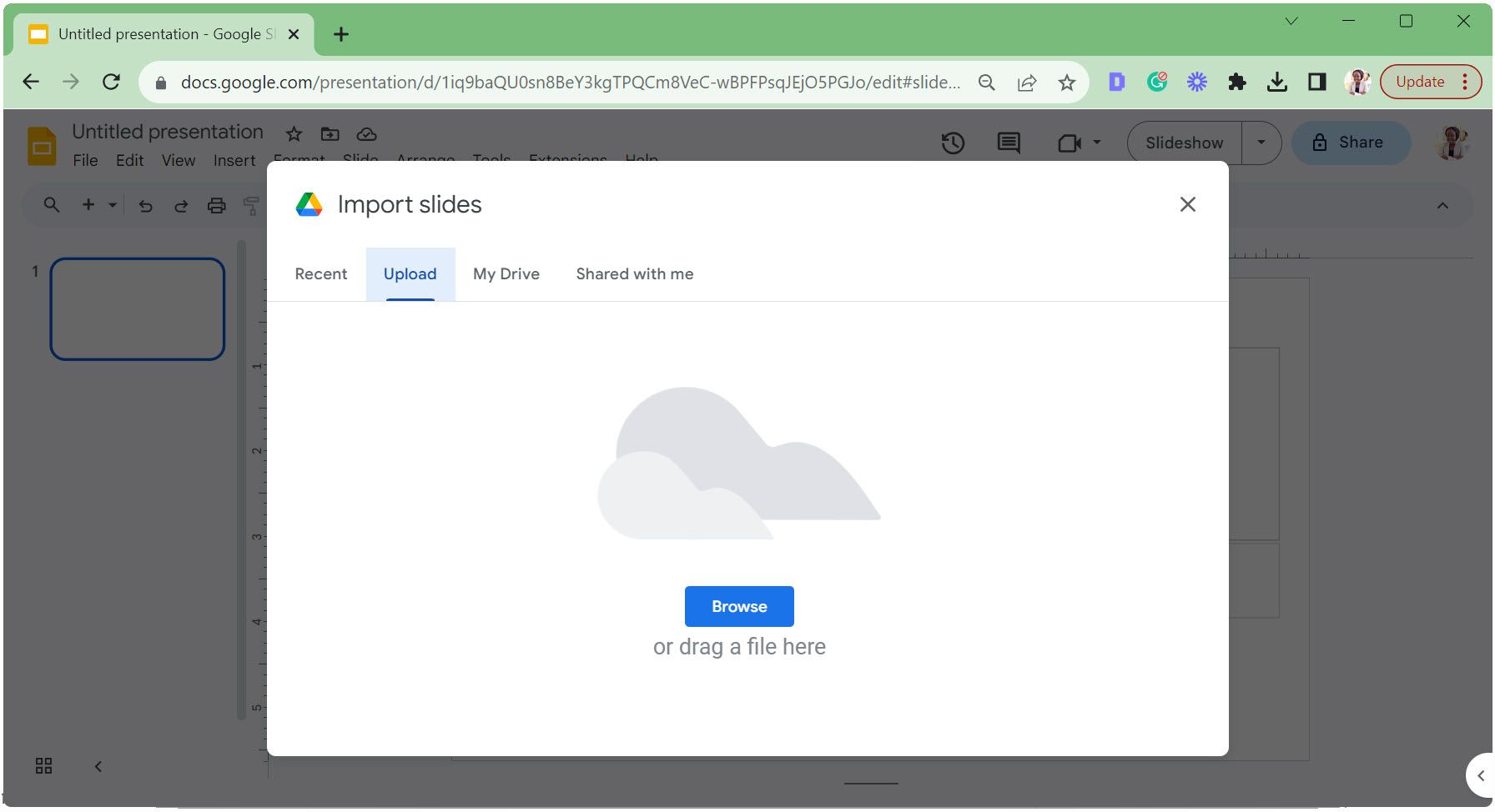 Загрузите шаблон в Google Slides
