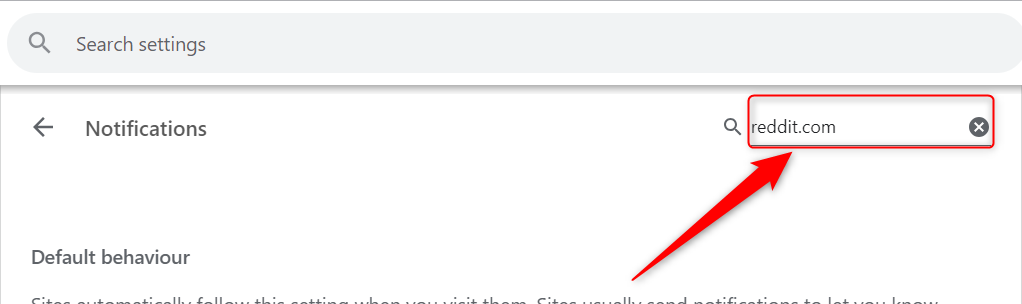 Поиск сайта в настройках Chrome