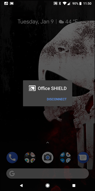 Отключение трансляции через панель быстрых настроек