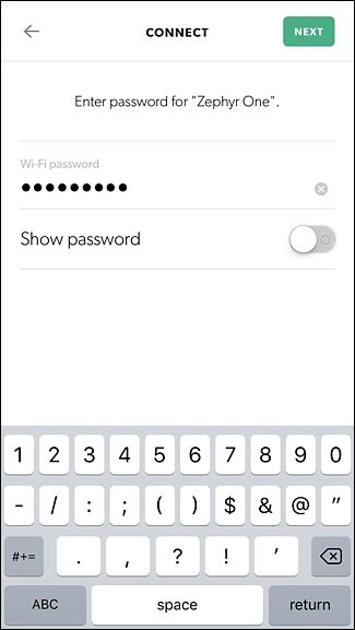 Экран ввода пароля Wi-Fi