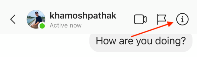 Кнопка информация в разговоре Instagram DM