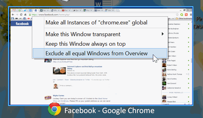 Меню исключения окон в обзоре BetterDesktopTool