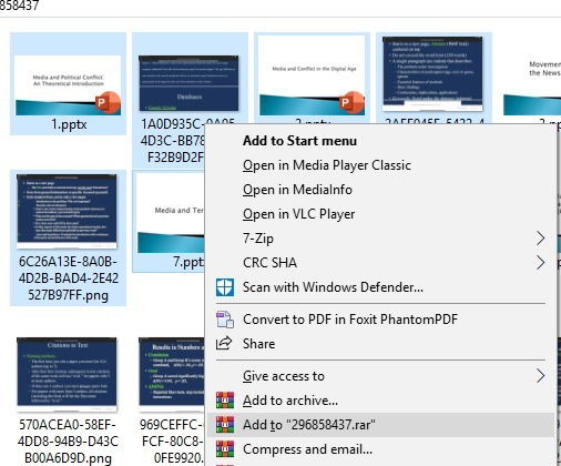 Диалог WinRAR: добавление файлов в .rar архив через правый клик