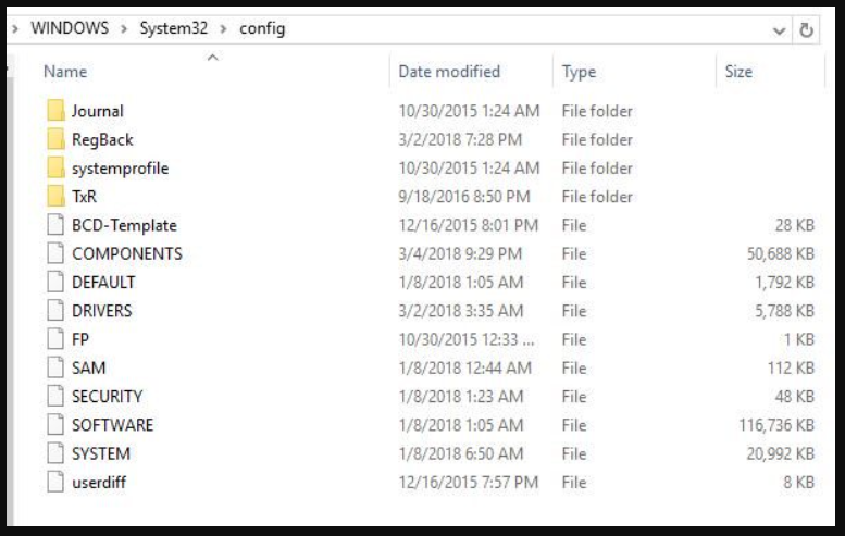 Папка Repair в Windows и файлы конфигурации