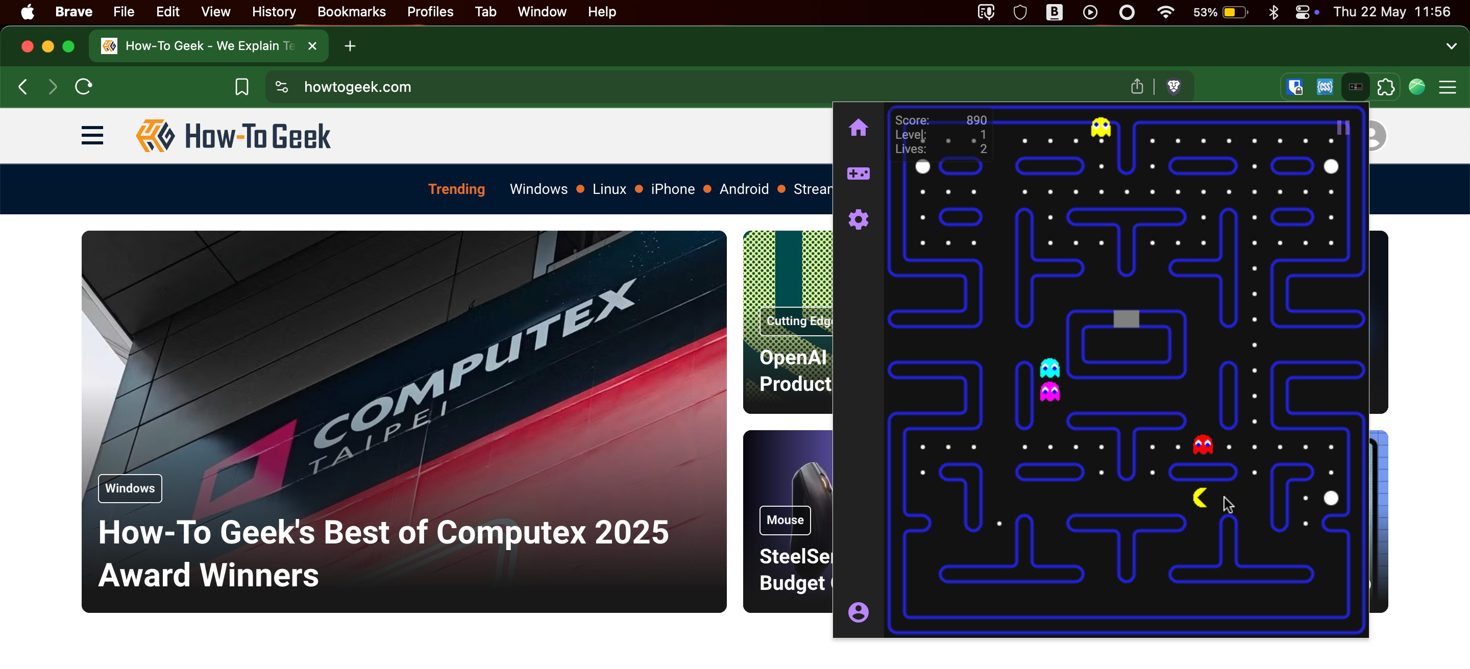 Окно расширения Arcade Classics в Chrome с набором игр.