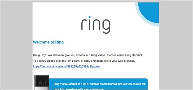 Экран регистрации нового аккаунта Ring