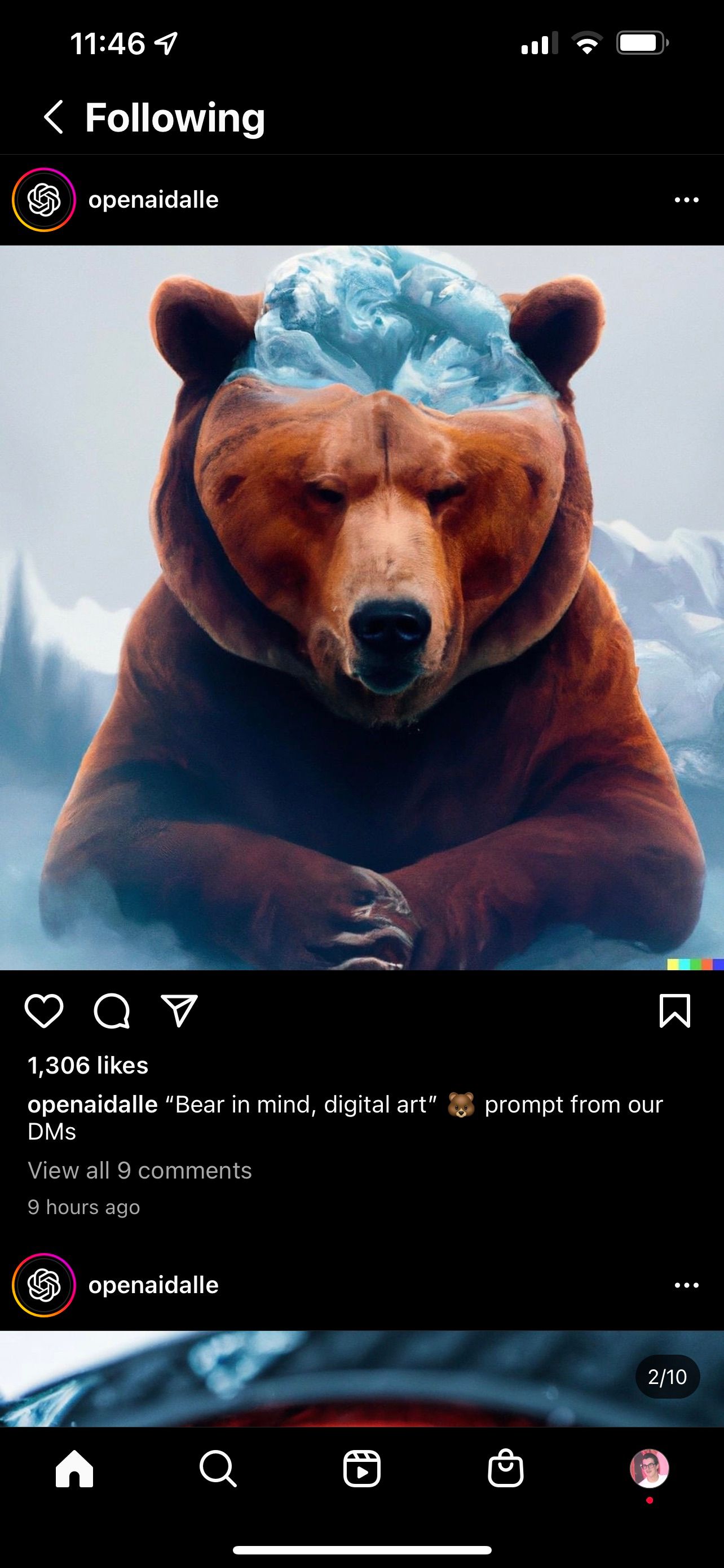 Скриншот хронологической ленты Instagram