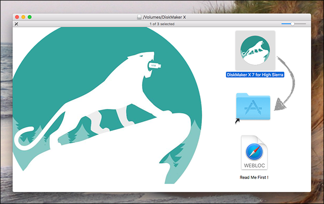 Установка DiskMaker X перетаскиванием в Программы