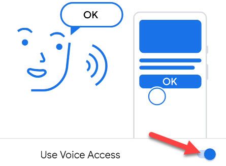 Переключатель «Использовать Voice Access» в настройках доступности включён.