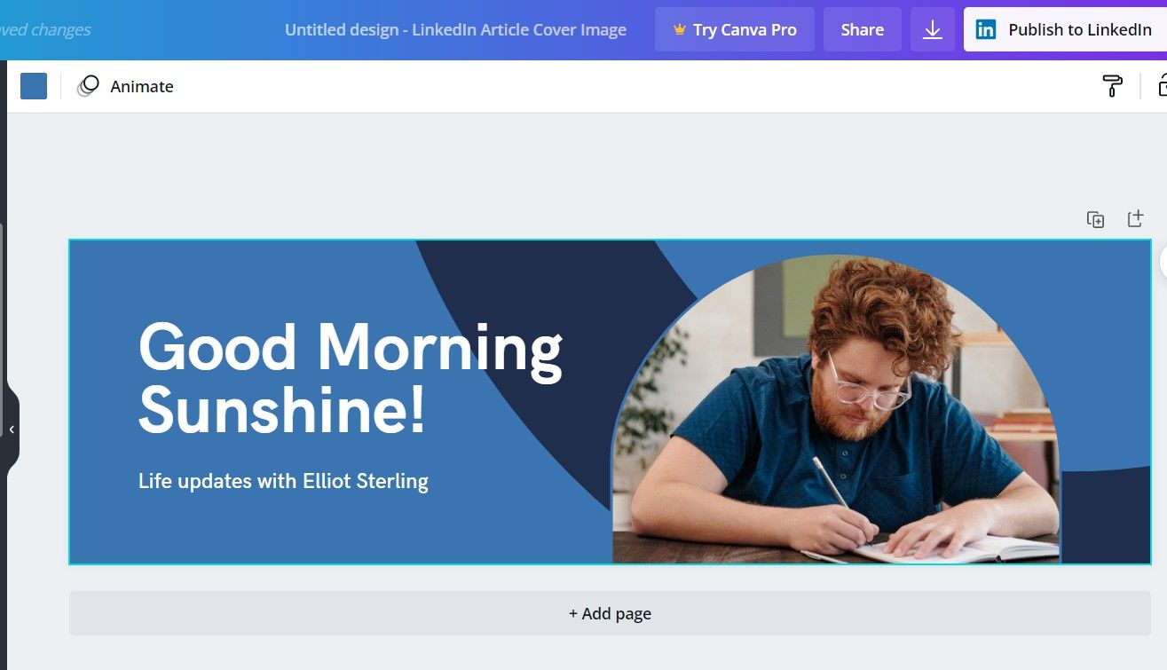 Выбранный шаблон для баннера LinkedIn
