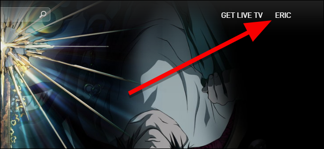 Открытое меню аккаунта Hulu в правом верхнем углу