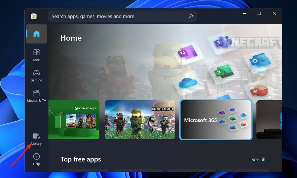 Раздел «Библиотека» в Microsoft Store