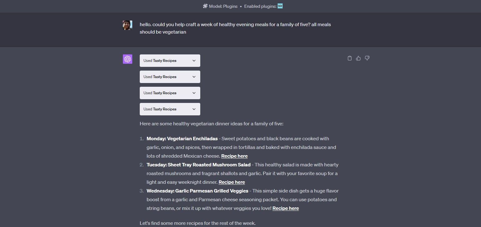планирование ужинов плагином Tasty