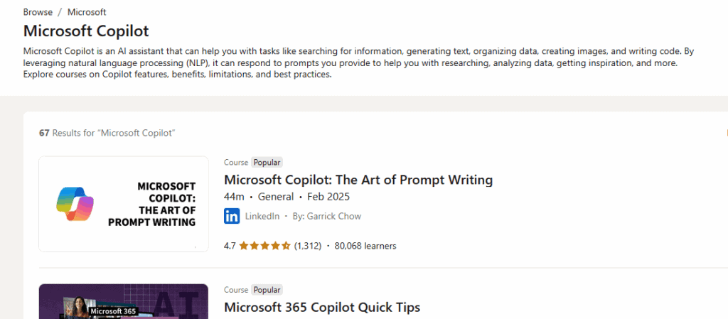 Курсы LinkedIn Learning по Microsoft Copilot для специалистов и команд