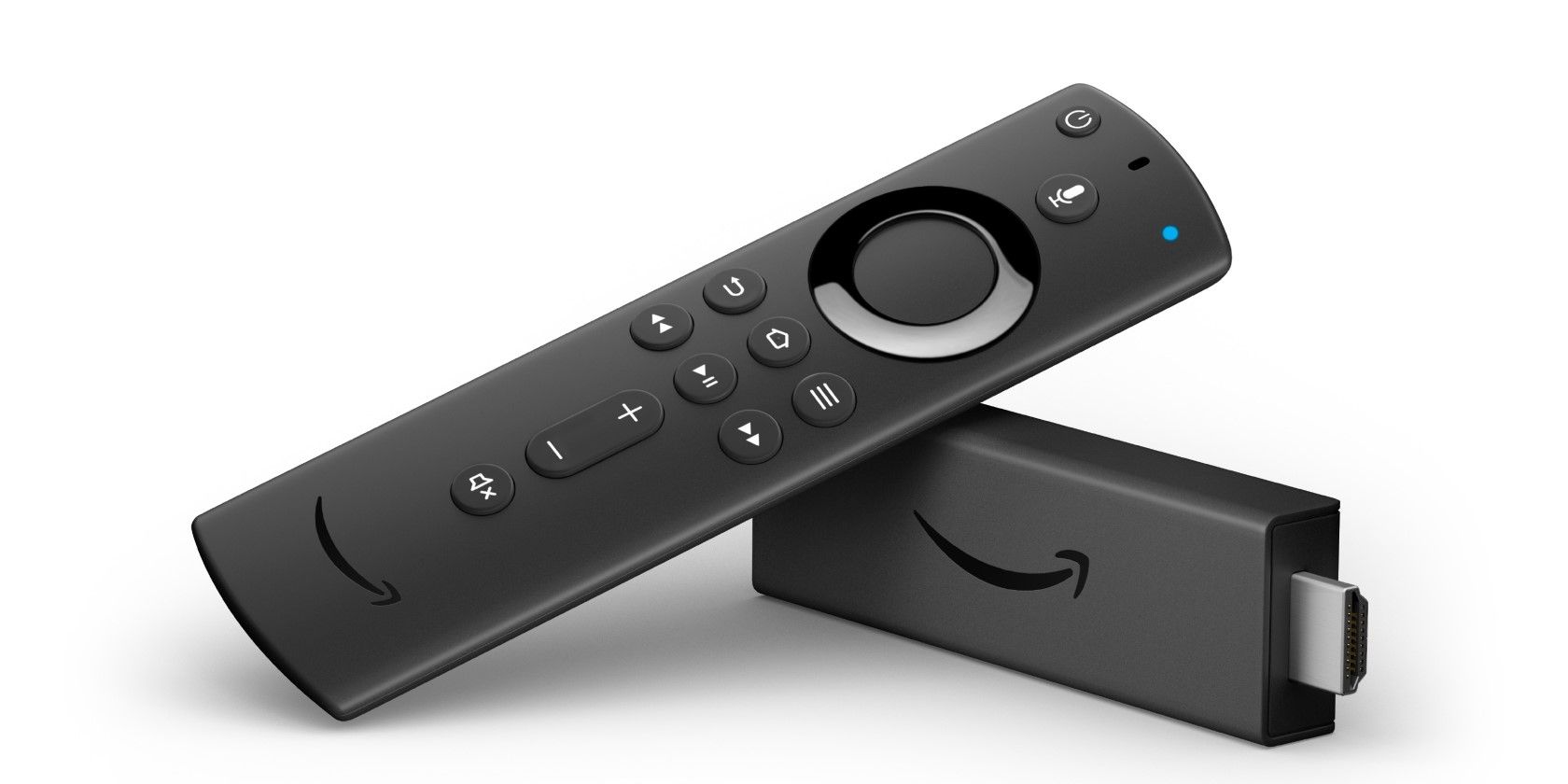 Fire TV Stick и пульт на белом фоне