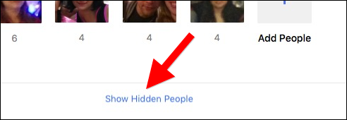 Кнопка «Показать скрытых людей»