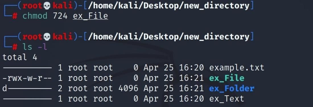 пример использования chmod 724