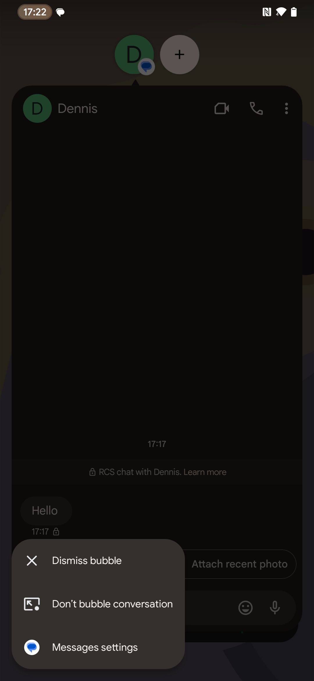 меню управления пузырьками в Android