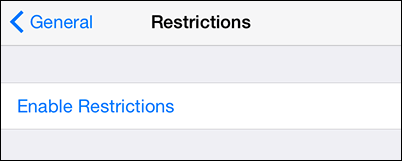 Экран «Ограничения» в Настройках iOS