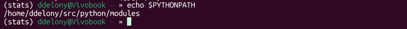 Печать значения переменной окружения PYTHONPATH в shell Linux.