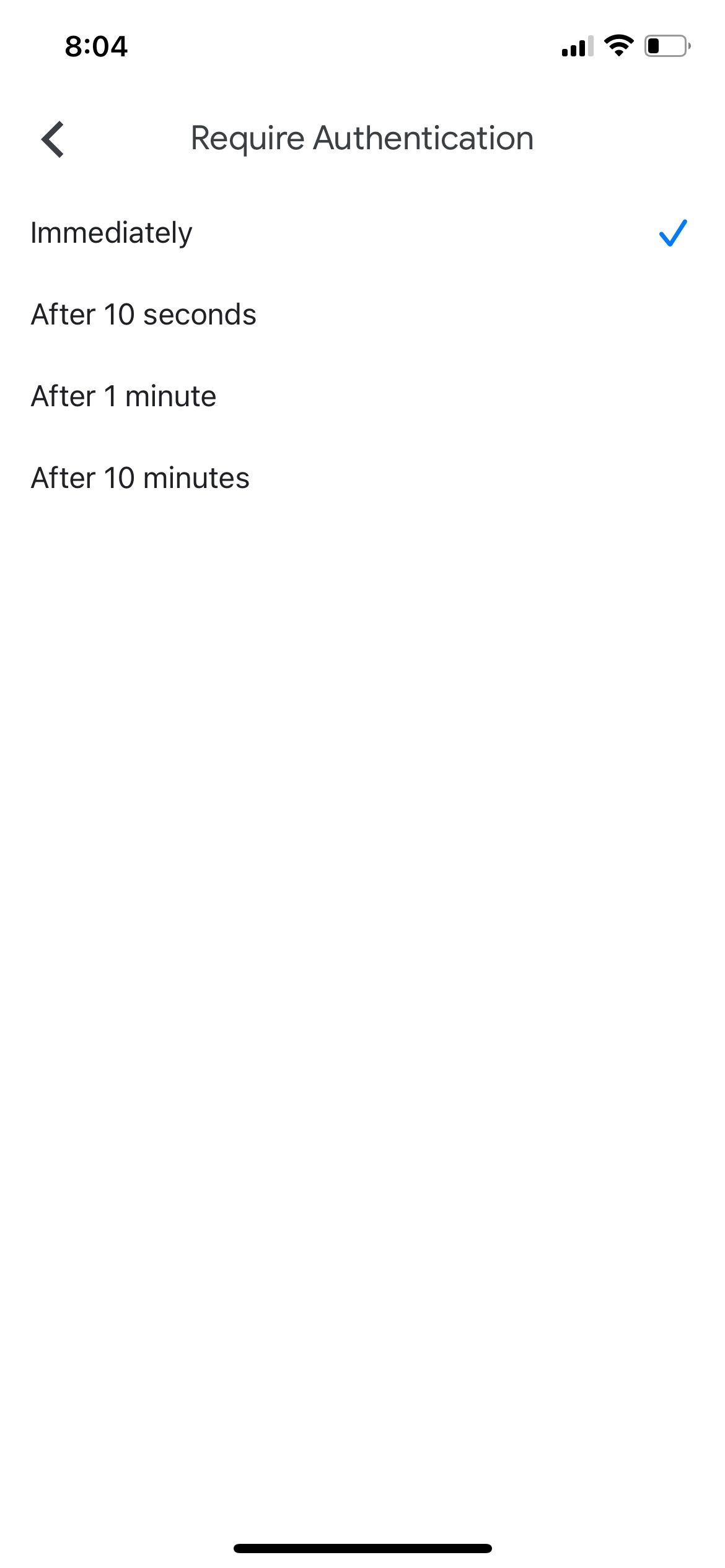 Выбор времени задержки для Privacy Screen на iPhone