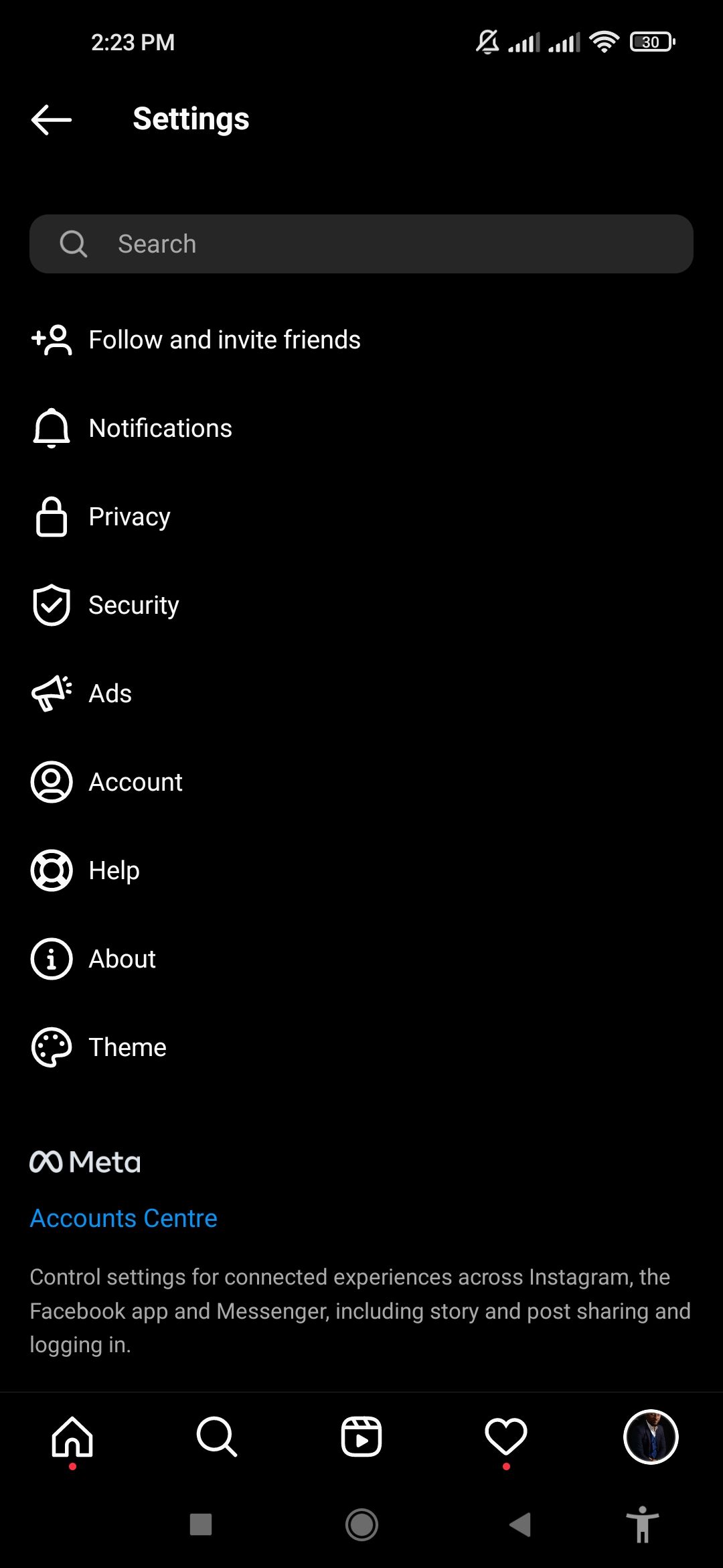 Настройки Instagram на мобильном устройстве