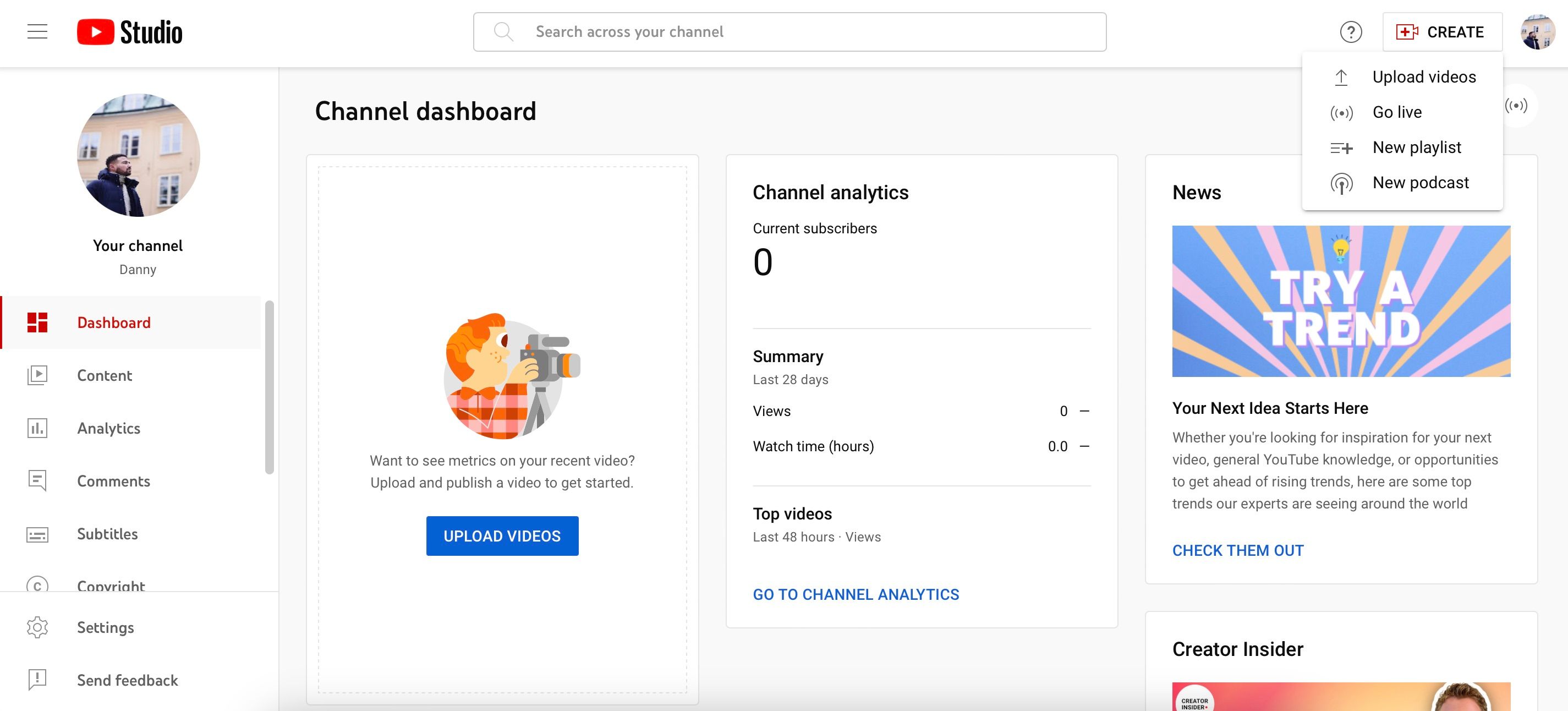 Экран загрузки видео в YouTube Studio
