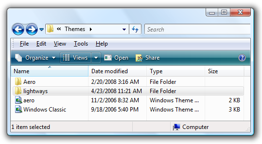 Пример структуры папки темы в Windows