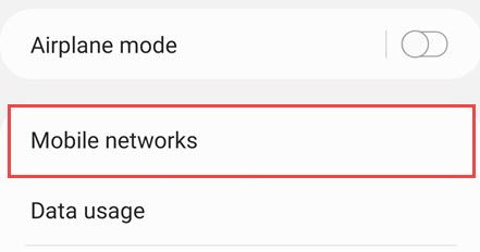 Раздел Мобильные сети в настройках телефона