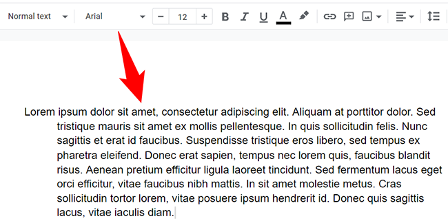 Результат: создан висячий отступ в документе Google Документы.