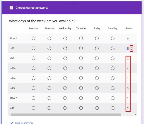 Скриншот: интерфейс задания правильного ответа и баллов в ключе ответов