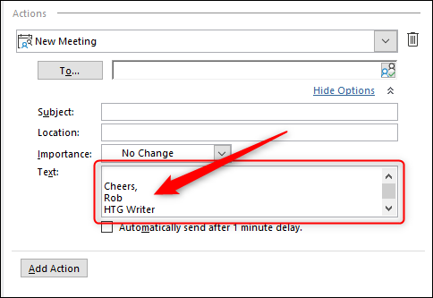 Поле Текст для вставки подписи в запросе на встречу