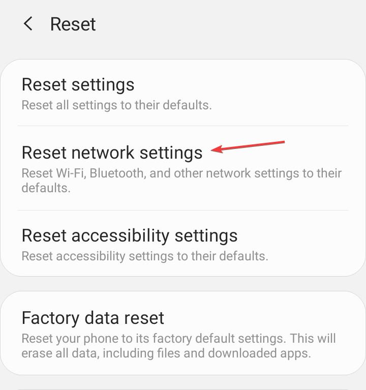 Кнопка сброса сетевых настроек на Android