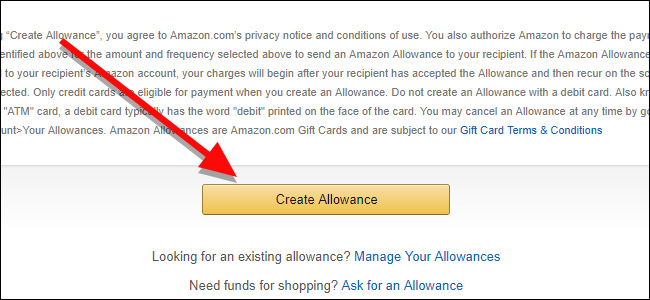 Кнопка создания Allowance внизу формы